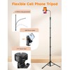 Phone Tripod, 86" Tall Tripod for iPhone with Flexible Gooseneck