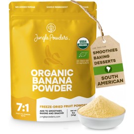 Jungle Powders Organic Banana Powder for Smoothies 5 Ounce Bag Freeze Dried Banana Powder Extract for Baking Flavoring Flakes Flour for Juice