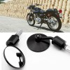 KEEPDSGN Motorcycle Round 7/8 Handle Bar End Mirror Black For