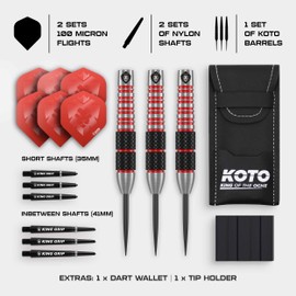 KOTO - Kingbomb Black & Red, 90% Tungsten, 23G, Darts Set Complete, Bomb