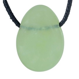 Lebensquelle Plus Chinajade Drop Pendant | Drilled Tumbled Stone Pendant with Cotton Cord | High-Quality Gemstone Pendant, Semi Precious Stone, Jade