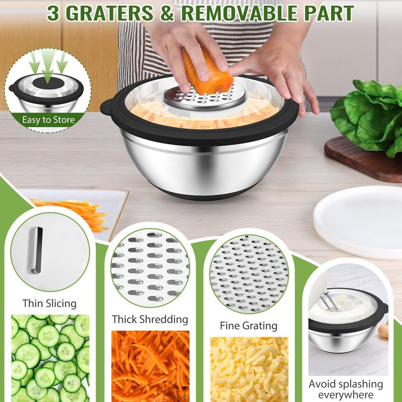 P&P CHEF 4-In-1 Stainless Steel Colander with Bowl Set, Rotatable