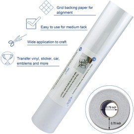 Clear Transfer Paper Tape Roll for Vinyl 12" x 50 FT Medium Tack for Adhesive Vinyl Signs, Application Clear Contact Paper Roll for Silhouette Cameo, Decals, Stickers, Windows (12" x50 Feet, Clear)