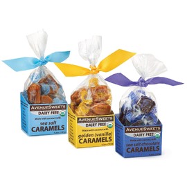 AvenueSweets - Handcrafted Dairy-Free Vegan Individually Wrapped Soft Caramels - 3 x 5.2 oz Boxes - Trio