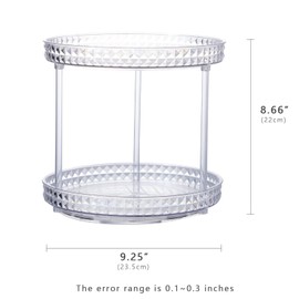 ROWNYEON Organizzatore rotante per trucchi a 2 livelli, organizer per la cura della pelle, organizer da bagno, organizer per profumi, cosmetici, organizer per vanità, armadi, dispensa, frigorifero