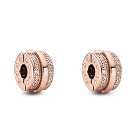 Annmors 925 Sterling Silver Clips for Bracelets and Necklaces, Rose Gold, Blue, Pink, Sparkling Clips, Beads with 5A Cubic Zirconia, Christmas, Valentine's Day, Mother's Day, Gift Tags for Women and