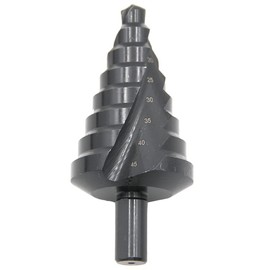 ZONADA Spiral Nitriding Step Drill Bit Titanium Plated Multi Hole Cutter 10mm-45mm Total 8 Step Sizes Hole Cutting, Enlarge, Metal Sheet, PCV, Woodworking