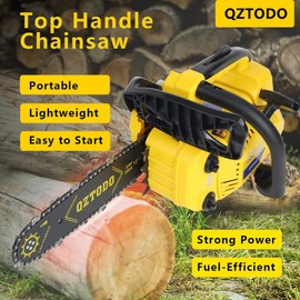 QZTODO Top-Handle-Chainsaw-Gas-Powered - 12 Inch Chain Saws, Portable Little Saw Lightweight 25.4CC 2-Stroke for Trees Wood Cutting