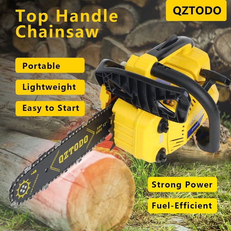 QZTODO Top-Handle-Chainsaw-Gas-Powered - 12 Inch Chain Saws, Portable Little Saw