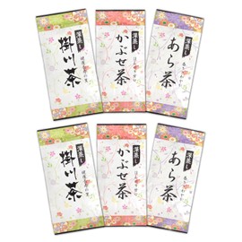 Shizuoka Kakegawa Tea, Deep Steamed Aracha, Kabuse-cha, Deep Mushi Tea, Sajimushi Tea, Shizuoka Tea, Sencha, Green Tea, Japanese Tea Set of 3 x 2 (80 g x 6)