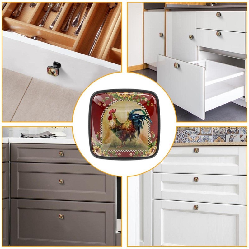 Anna Cowper 4 Pack 1.2 Inch Kitchen Cabinet Knobs Sunflower