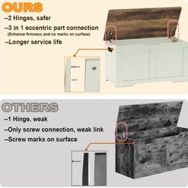 Timberer 31.5" Storage Chest, Wooden Storage Bench, Lift Top Toy Chest with 2 Safety Hinges, Large Toy Box, Entryway Shoes Bench for Living Room, Bedroom, Brown and Rustic White