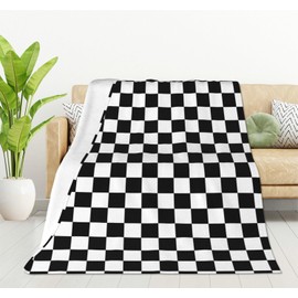 HGOD DESIGNS Checkerboard Blanket Geometric Checkered Plaid Pattern Black and White Throw Blanket Decor Cozy Warm for Home Bedroom Sofa Office 100x130cm