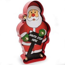 Bey-Berk Santa Sign, Vintage Finished, Distressed Metal LED Lighted Holiday Themed Sign