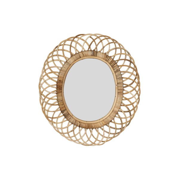 Creative Co-Op Oval Woven Bamboo Wall Mirror, Brown