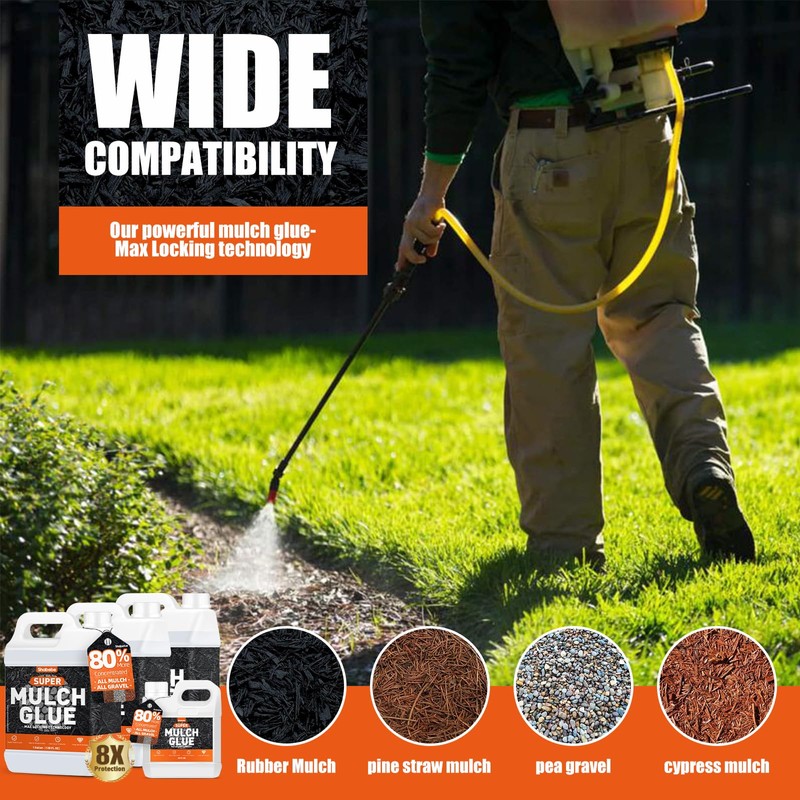 Shabebe Mulch Glue for Landscaping, 26.69OZ Rock Glue, Fast-Dry No-Toxic
