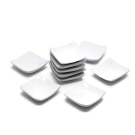 Set of 10 Ceramic Plates and Bowls, Square Shape, White, for Kitchen Decoration, Collection Set. Miniatures Food Kitchen by 1 Shopforyou No15