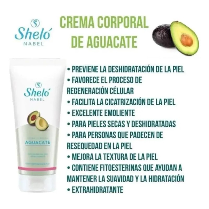 Kit Aguacate Crema Corporal Shampoo Acondicionador Shelo Nab