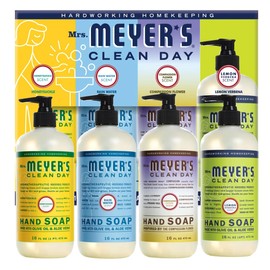 Mrs. Meyer's Clean Day Hand Soap Variety Pack, 4-Scent Pack (Honeysuckle, Rain Water, Compassion Flower and Lemon Verbena), 16 fl oz Each
