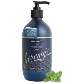 Jeremy's Razors Men's Shampoo - Natural Tea Tree Oil, Argan Oil, Mint - Sulfate Free, Volumizing, Anti Dandruff, Thickening, Clarifying, Dry Itchy Scalps, All Mens Hair Types (Made in USA 16.9 Fl Oz)