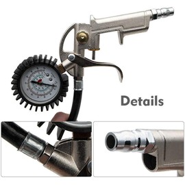 TOTMOX Heavy Duty Tire Pressure Gauge for Motor Vehicles Cycles Dinghies, 220 PSI Car Motorbike Truck Tyre Air Inflator Dial Pressure Meter Gauge