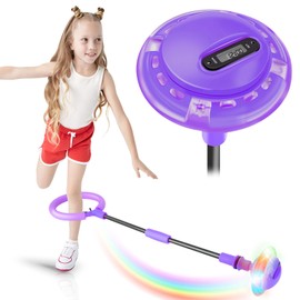 Children's Flashing Jump Ring Foot Spinner with Counter, Timer, Calorie Counter, Swing Wheel with Light Wheel, Toy Gifts for Girls 6-12 Years, Christmas, Easter, Holiday, Birthday Gifts (Purple)