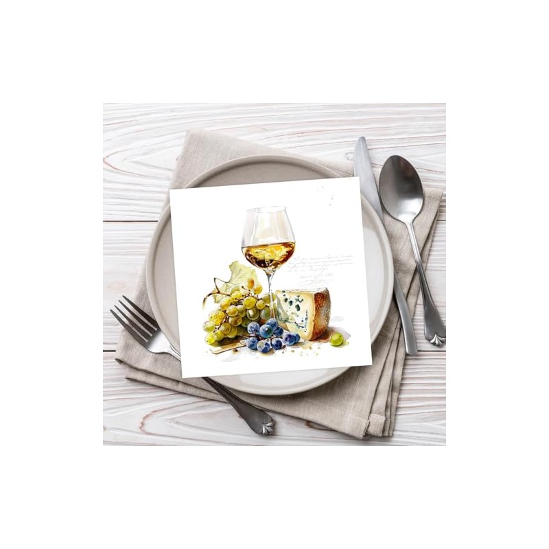 Anniversary House Tiflair Wine and Cheese Design Luxury Napkins 3ply
