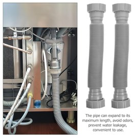 TEHAUX - Manguera flexible expandible de 2 piezas, tubo de drenaje flexible, tubo de drenaje expandible, tubo de drenaje para fregadero de cocina, baño, lavabo, manguera expandible gris, desagüe de fregadero de cocina
