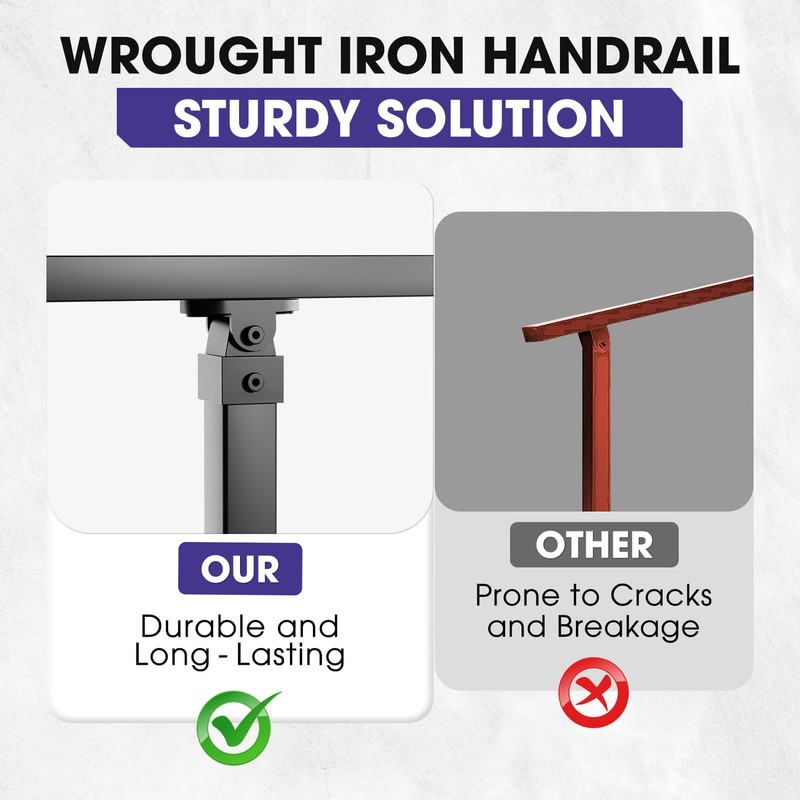 Xesi 3-4 Step Handrails for Outdoor Steps with Installation Kit