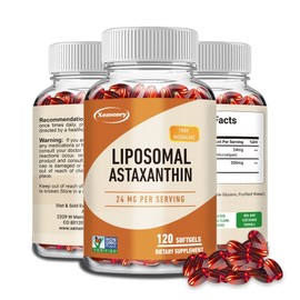Liposomal Astaxanthin - Phosphatidylcholine Antioxidant Non-GMO Gluten Free, 3 Count, 60 Tablets / 리포좀 아스타잔틴 - 포스파티딜콜린 항산화제 비GMO 글루텐 프리, 3개, 60정