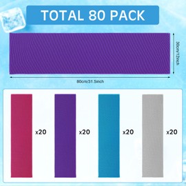 BBTO 80 Pcs 32 x 12 Inch Microfiber Ice Towel, Cooling Cold Towel for Neck and Face Breathable Chilly for Yoga, Sport, Gym, Workout, Camping and More Activities (Vivid Color)