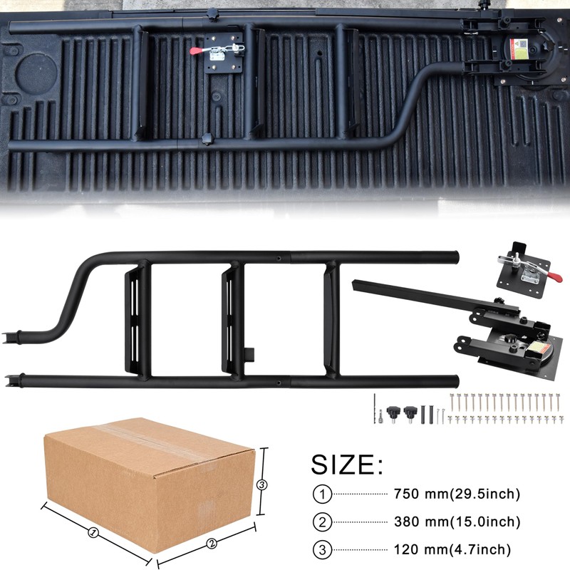 KEWISAUTO 45" Foldable Pickup Truck Tailgate Ladder with Grab Handle,