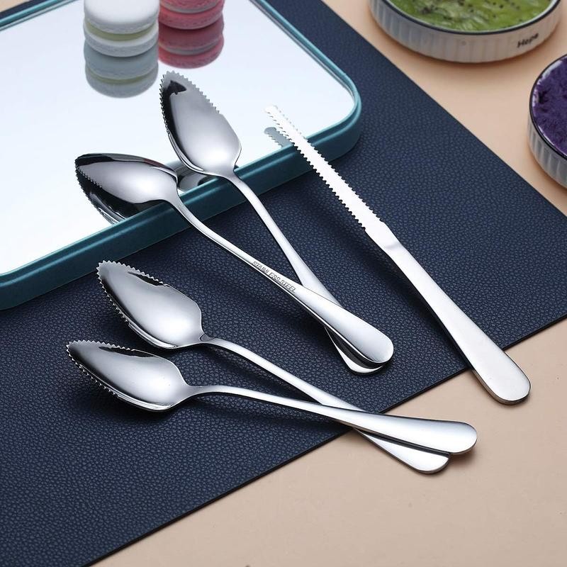 Grapefruit Spoons 5 Pieces Set, 4 Stainless Steel Grapefruit Spoon