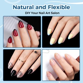 Extra Short Almond Nail Tips, 504pcs 12 Sizes, Soft Acrylic Gel