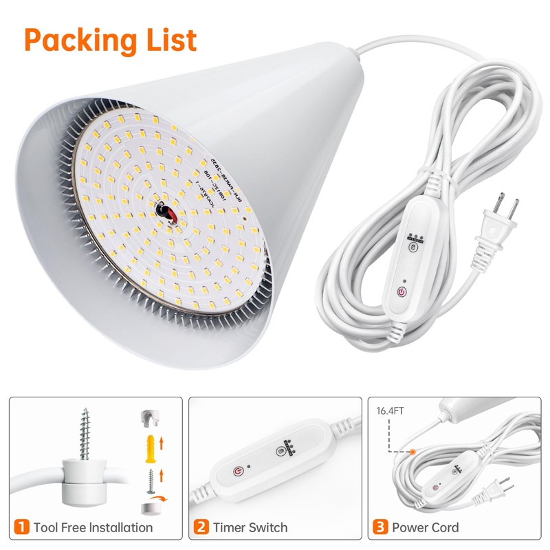 Bstrip Hanging Grow Lights for Indoor Plants-25W Full Spectrum 5000K