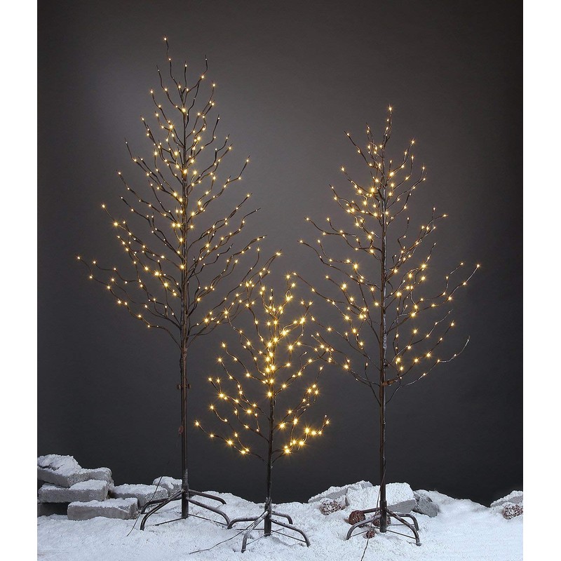 LIGHTSHARE 5Ft 200L Lighted Star Light,Warm White, Brown Branch