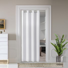 AOSKY Door Curtains for Doorway Privacy, White Grommet Closet Curtains for Bedroom, Door Window Curtain, Light Blocking Thermal Insulation Drapes for Living Room Set of 1 Panels, 52" W x 96" L