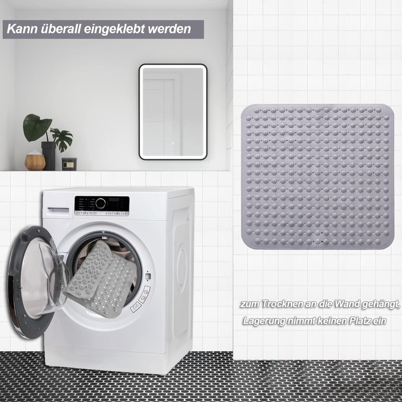 Shower Mat 48 x 48 cm Suction Cup Washable Square