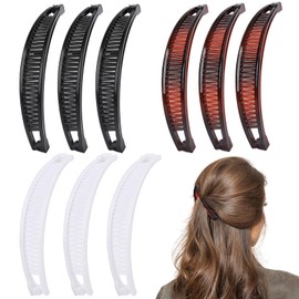 9 Pcs Banana Clips,Banana Hair Clips Ponytail Hair Holder for Long Thick and Curly Hair Women Girls(Brown,Black,White)
