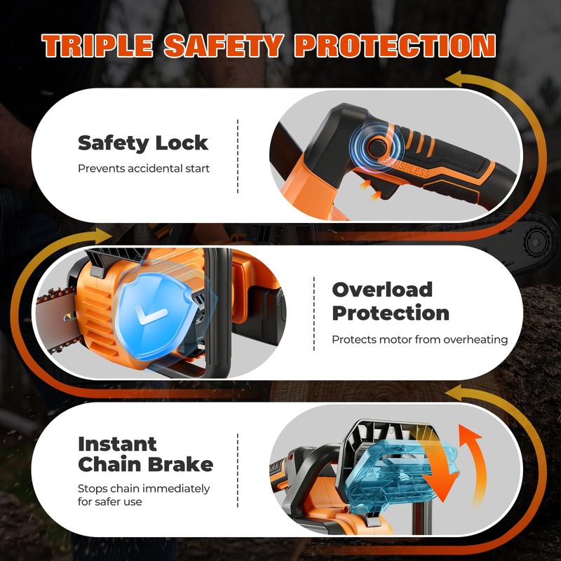 GEARPASS 42V 16-Inch Cordless Chainsaw with 2x 4.5Ah Battery &
