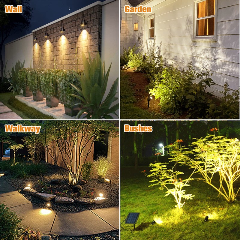 APONUO Metal Outdoor Solar Landscape Lights, Waterproof Spotlight 6-in-1 for