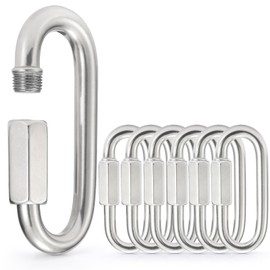 sprookber Stainless Steel Chain Quick Links - 304 Stainless Stee Chain Connector, Screw Carabiner, Chain Hooks, Set of 6 (3.55 Inch)