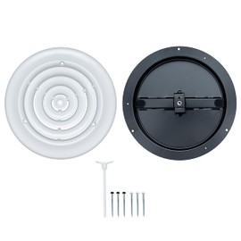 Fits 8 Inch Neck Air Duct | Steel Round Air Supply Diffuser for Ceiling by Handua | 8" Neck Steel Butterfly Damper&Handle Included | Round Diffuser Vent Cover | White | Outer Dimension: 11-15/16"