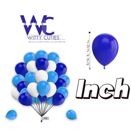 25 Pack 10 Inch White, Blue & Light-Blue Balloons for Birthday Decorations, Baby Shower, Engagement, Wedding - Plain Round Latex Party Balloons