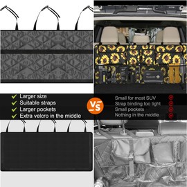 Femuar Car Trunk Organizer,Large Capacity Backseat Trunk Organizer(42"*18"),Collapsible Car Storage Bag with 8 Pocekt,Car Organizer for SUV/MPV/Truck - Sunflower