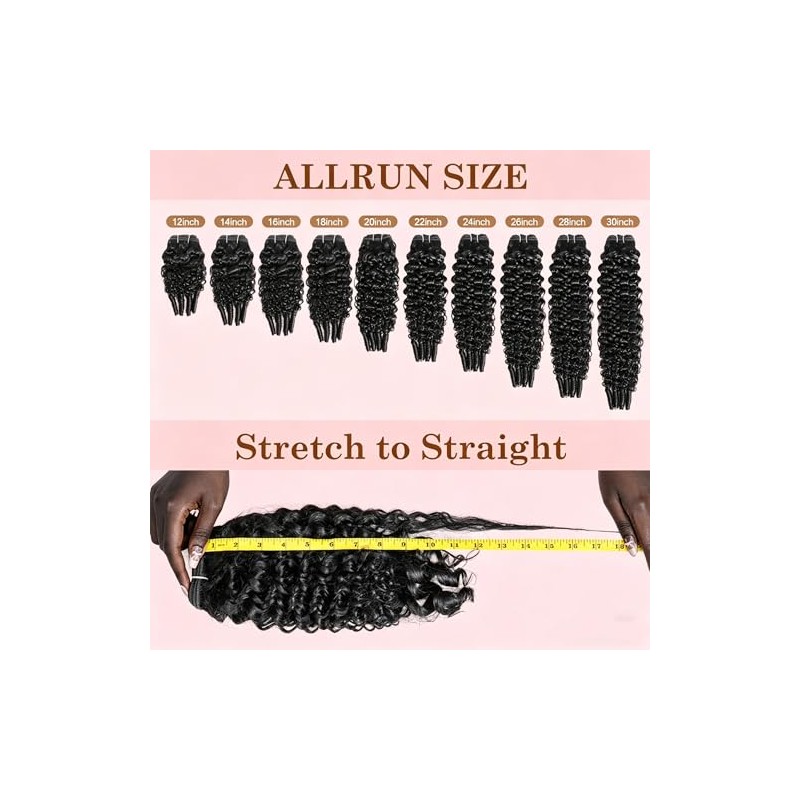 WBTH Extensiones de cabello humano rizado birmano de 22 pulgadas,
