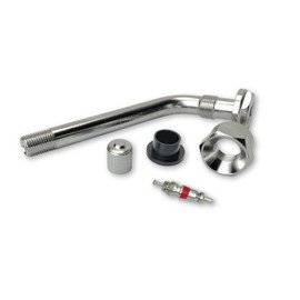 Haltec Four TR555D 60 Degree Bend 3 inch Grommet Valve Stems. Nickel Plated Brass Clamp-in Valve Stems for use in 22.5 and 24.5 Alcoa Truck and Bus Wheels with 9.7mm Valve Holes. TV-555D Valve Stems.