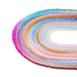 Elecrelive 3000pcs Gradient Glass Beads Faceted Rondelle Beads 3mm Briolette Crystal Beads for DIY Beading Bracelet Necklace Jewelry Making