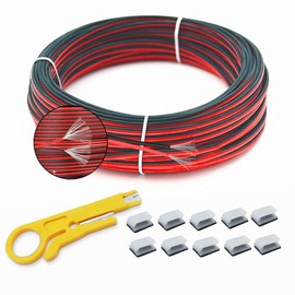 20/2 Gauge Hookup Electrical Wire 2pin 66FT Red Black Cable Extension Cord 12V/24V DC Cable,20AWG(2 * 0.52mm²) Flexible Low-Voltage Tinned-Copper Wire for LED Ribbon Lamp Car Audio Automotive Trailer