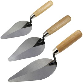 ESreake 3-Pack Brick Trowel Set, 6" & 7" & 8" Pointing Trowel with Wood Handle,Masonry Hand Tool Set for Brickwork, Blockwork, Stonework, Masonry